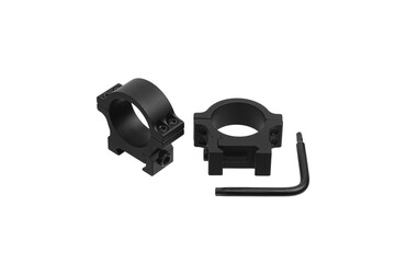 Quick disconnect mount made for holding a scope on a rifle isolated on white back. Quick Release Sniper Cantilever Scope Mount.