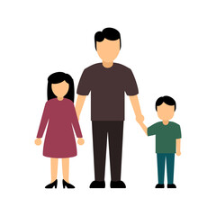 Fototapeta premium Father holding daughter and son flat graphic design element. Happy father's day. Vector illustration
