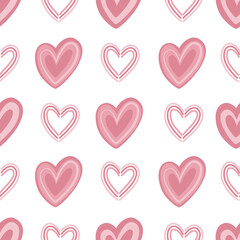 Valentine's Day Doodle Pink Hearts on white Background
