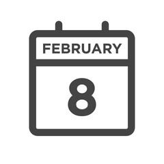 February 8 Calendar Day or Calender Date for Deadlines or Appointment