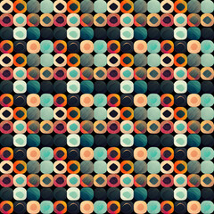 seamless pattern with circles in multiple colors, generative ai