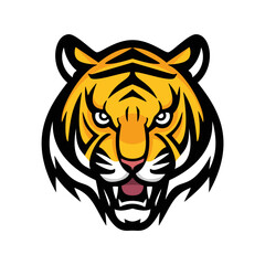 angry tiger head vector logo mark