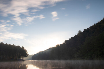 the morning mist at Pang Ung, Mae Hong Son, Thailand