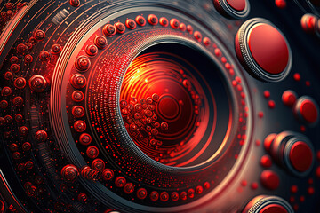 red fractal background, Abstract background with red and silver circles