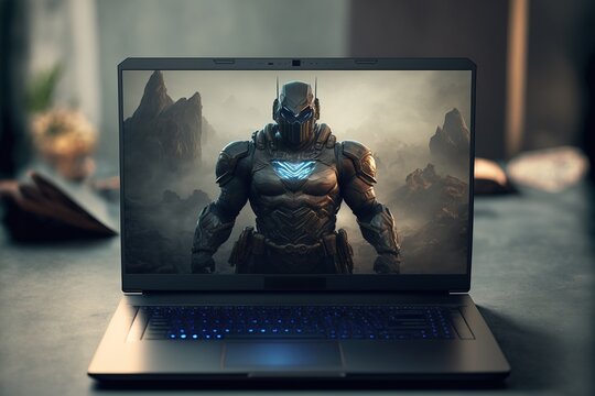 Abstract Electronic gaming laptop Background, Technology Office background,Generative ai	