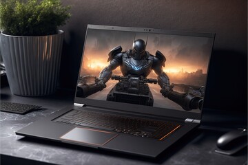 Abstract Electronic gaming laptop Background, Technology Office background,Generative ai	