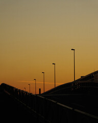 橋と夕日　美しい夕焼け