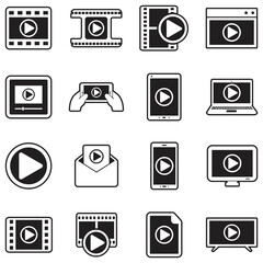 Media Player Icons. Line With Fill Design. Vector Illustration.