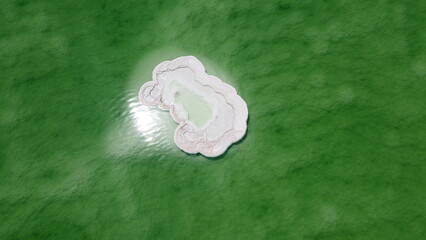 Dead Sea beautiful water warm weather with clear blue sky. Aerial footage taken by a drone
 