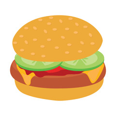 Burger icon in cartoon style isolated on white background. Fast food symbol stock vector illustration.