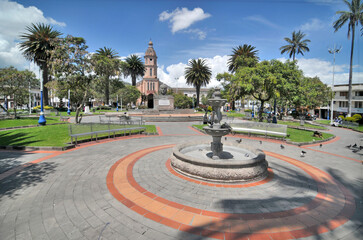 Parque Bolivar square in Otovalo, Equador - obrazy, fototapety, plakaty
