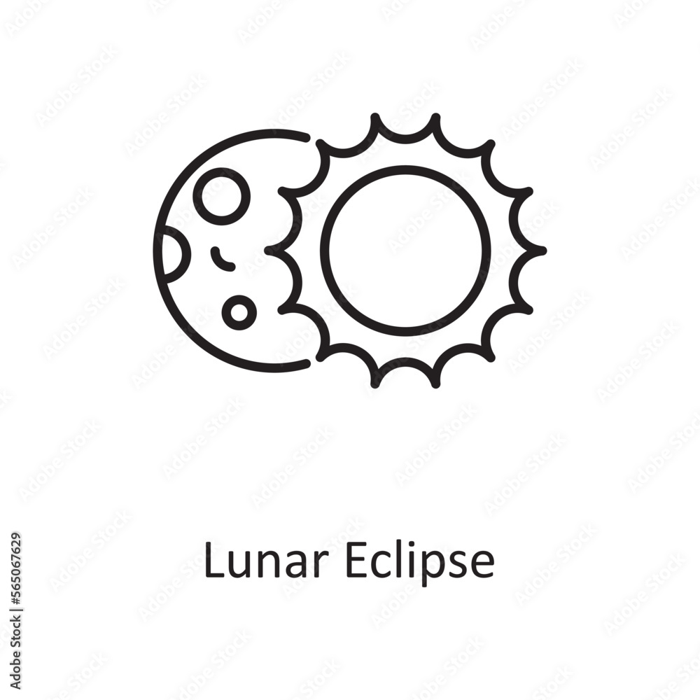Poster lunar eclipse vector outline icon design illustration. space symbol on white background eps 10 file