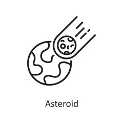 Obraz premium Asteroid Vector Outline Icon Design illustration. Space Symbol on White background EPS 10 File