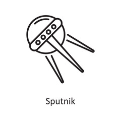 Sputnik Vector Outline Icon Design illustration. Space Symbol on White background EPS 10 File