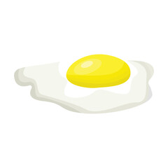 Fried egg isolated on white background. Vector illustration in cartoon style.