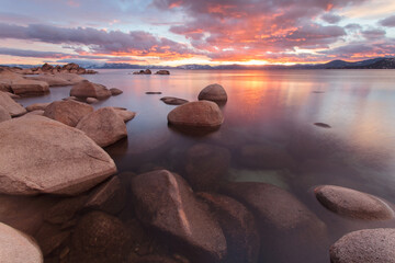 Landscape, Nature, Outdoors, Adventure View of an Alpine Lake in California United States Tahoe