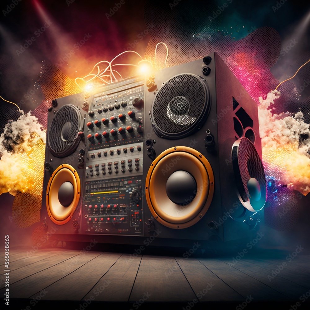 Poster sound controller closeup. generative ai