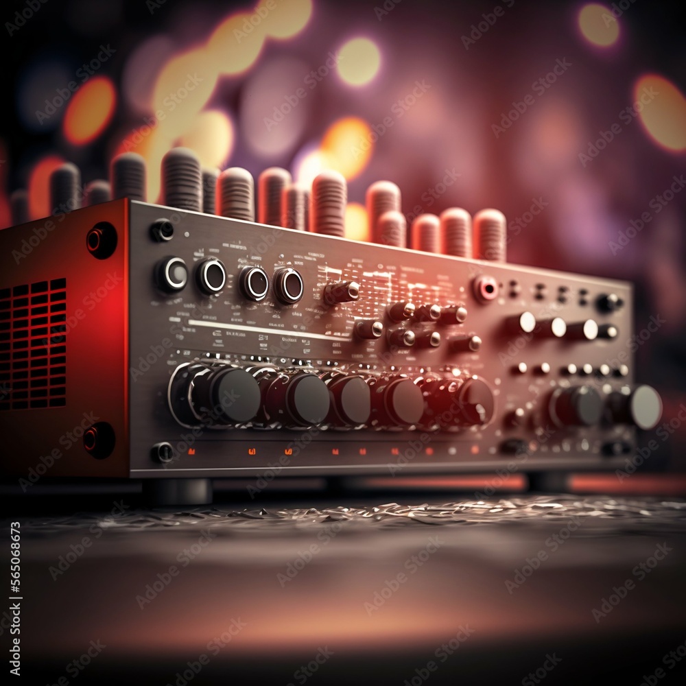 Poster sound controller closeup. generative ai