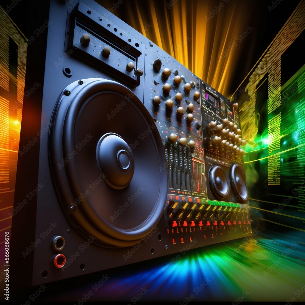 Poster sound controller closeup. generative ai