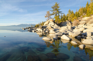 Landscape, Nature, Outdoors, Adventure View of an Alpine Lake in California United States Tahoe