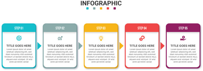 Five 5 Steps Options Timeline Business Infographic Template Design