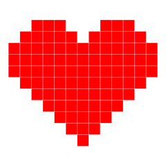 red pixel heart on white background