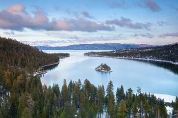 Landscape, Nature, Outdoors, Adventure View of an Alpine Lake in California United States Tahoe