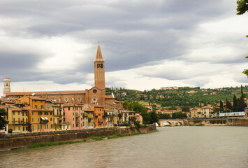 Panoramic view of the city on the summer day. Verona. Italy.