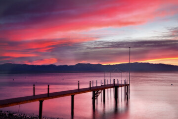 Obraz premium Landscape, Nature, Outdoors, Adventure View of an Alpine Lake in California United States Tahoe