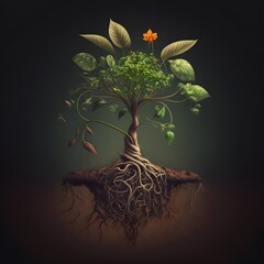 Representation of a growing plant created using AI Generative Technology