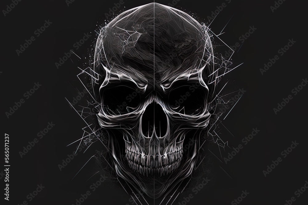 Poster creative digital painting image with a logo based on a skull generative ai