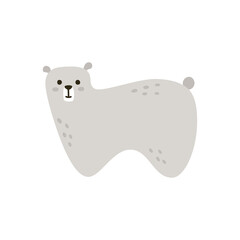 Cute cartoon gray bear characters in Scandinavian style. Vector hand drawn animal for childish prints.