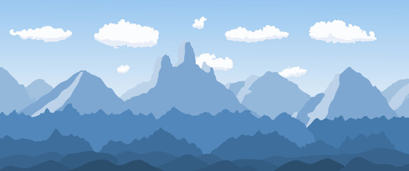 Blue mountains landscape illustration