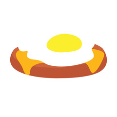 Fried egg in bread icon in isometric 3d style on a white background