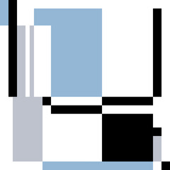 Light blue rectangle and black geometric elements. Abstract Geometric Composition. Avant-Garde graphic style design. Vector illustration on a white background.