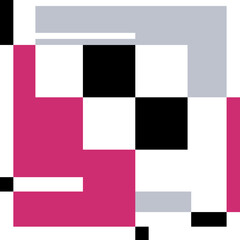 Fototapeta premium Pink rectangle and black geometric elements. Abstract Geometric Composition. Avant-Garde graphic style design. Vector illustration on a white background.