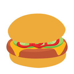 Hamburger fast food icon. Flat illustration of hamburger fast food vector icon for web