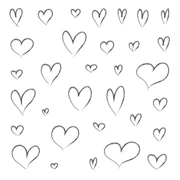 Vector hand drawn heart collection. Isolated heart shapes.