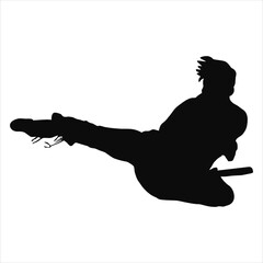 karate kick silhouette logo vector