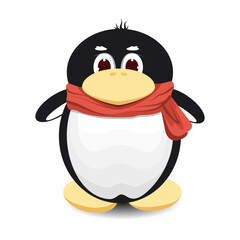 Penguin. Arctic. Antarctica. Graphics. Vector. Not a flying bird. Cartoon character. Toy. Closeup. Used for web design, printing, postcards, stickers, illustrations.