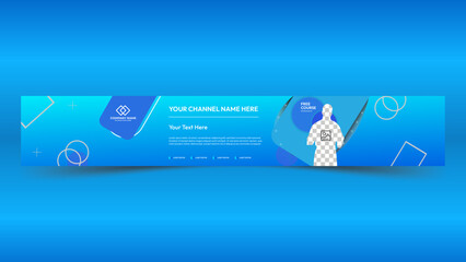 Youtube cover banner template, channel art design, social media platform header
