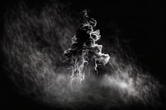 With a dark backdrop and a fog effect. Generative AI