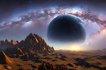 Space desert mountains AI