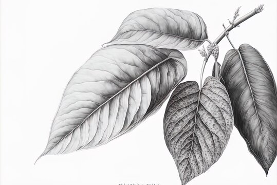chewing on a betel nut skeleton (piper betle). white paper with a floral image. top-tier Herbal Medicine Generative AI