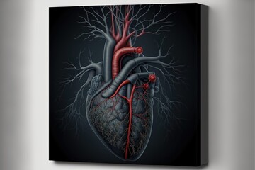 The Heart and its System: A Dark Gray Background Illustration of the Cardiovascular System
