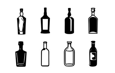 Black Bottle Artwork Shapes Vector Set