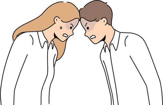Furious man and woman confrontation at workplace