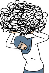 Arabic businesswoman carry heavy messy load