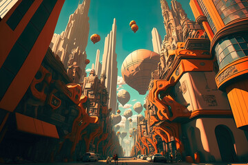 Fantasy futuristic cityscape of the Metaverse. AI