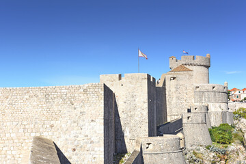 Minceta Tower (Tvrdava Minceta), the strong fort and the highest point of Dubrovnik City Walls located in the north wall ending, Dubrovnik, Croatia